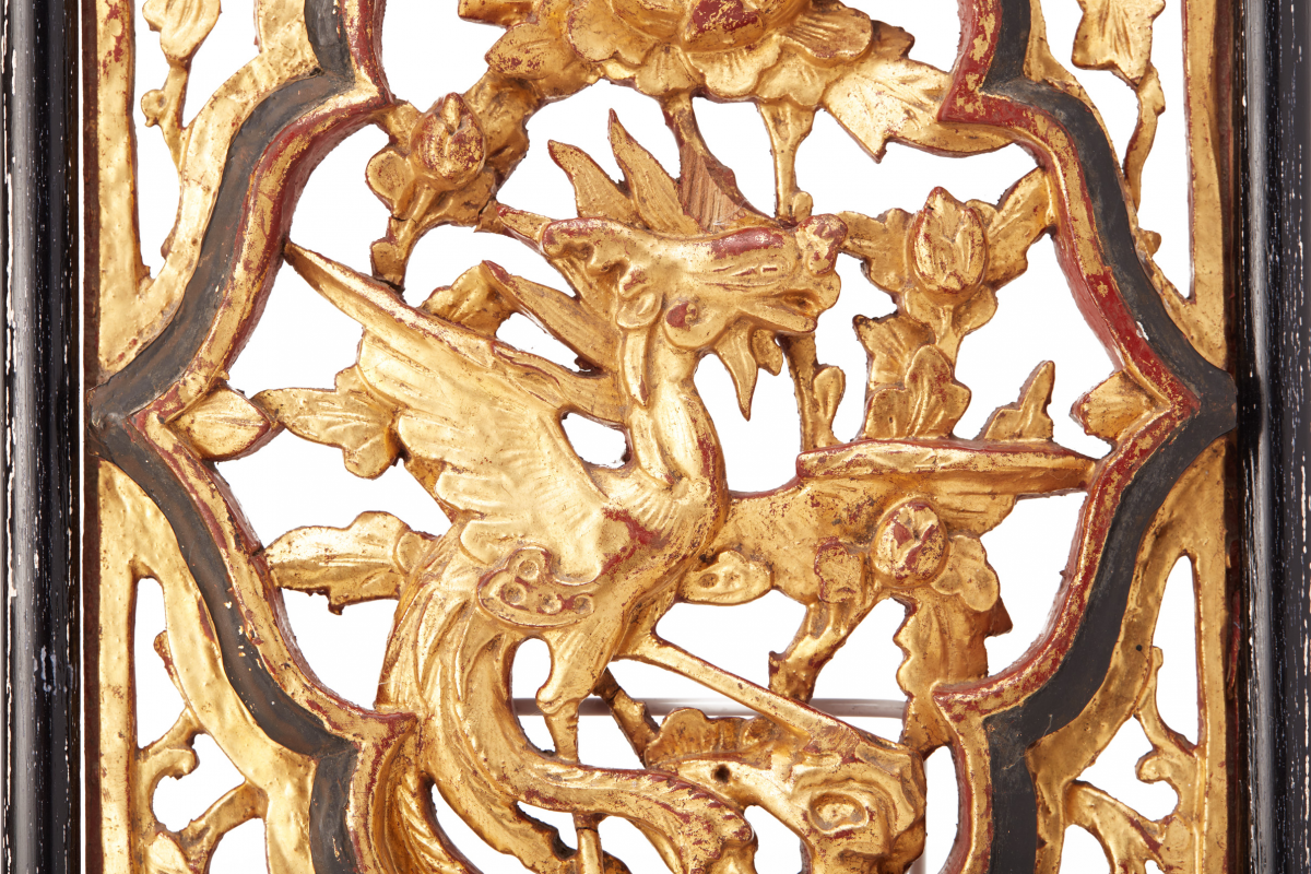 TWO CARVED GILT WOOD PANELS - Image 2 of 3