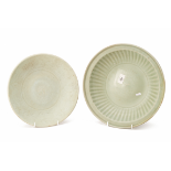 AN INCISED QINGBAI DISH A CELADON DISH