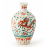 A RED AND GREEN ENAMELLED DRAGON AND PHOENIX VASE