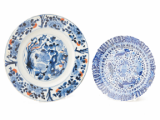 TWO BLUE AND WHITE PORCELAIN PLATES