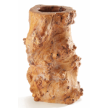 A CHINESE BURL WOOD BRUSH POT