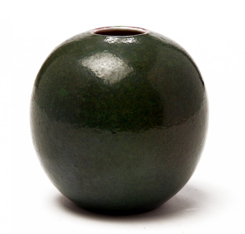 A SMALL GREEN-GLAZED GLOBULAR WATER POT