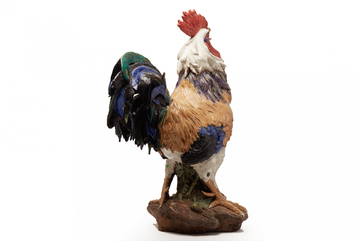 A LARGE POTTERY MODEL OF A COCKEREL - Image 2 of 7