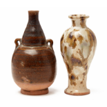 TWO GLAZED POTTERY VASES