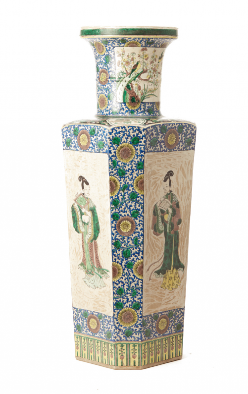 A LARGE FAMILLE VERTE BISCUIT PORCELAIN VASE