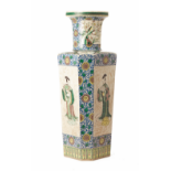 A LARGE FAMILLE VERTE BISCUIT PORCELAIN VASE