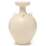 A WHITE GLAZED DISH-MOUTHED VASE