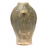 A GREEN-GLAZED 'FISH' VASE OR FLASK