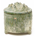 A GREEN-GLAZED HILL TRIPOD JAR