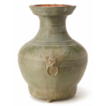 A LARGE GREEN-GLAZED POTTERY HU JAR (1)