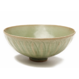 A LARGE LONGQUAN CELADON LOTUS BOWL