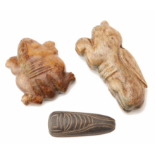 THREE ZOOMORPHIC JADE CARVINGS