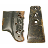 TWO CEREMONIAL JADE AXE HEADS