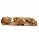 A CARVED JADE CHILONG BELT HOOK