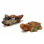 TWO SMALL JADE ANIMAL FORM PENDANTS