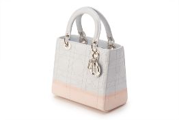 A CHRISTIAN DIOR OMBRE GREY & PINK MEDIUM LADY DIOR