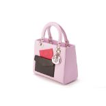 A CHRISTIAN DIOR LILAC LEATHER MEDIUM LADY DIOR