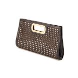 AN ANNE KLEIN BLACK PATENT LEATHER CLUTCH