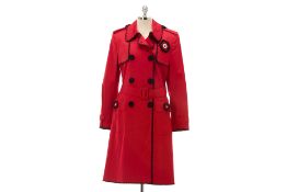 AN ESCADA RED EMBELLISHED RAINCOAT