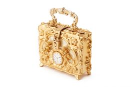 A DOLCE & GABBANA GOLD CLOCK BOX BAG