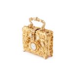 A DOLCE & GABBANA GOLD CLOCK BOX BAG