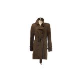 A BURBERRY DARK OLIVE GREEN MID LENGTH TRENCH COAT