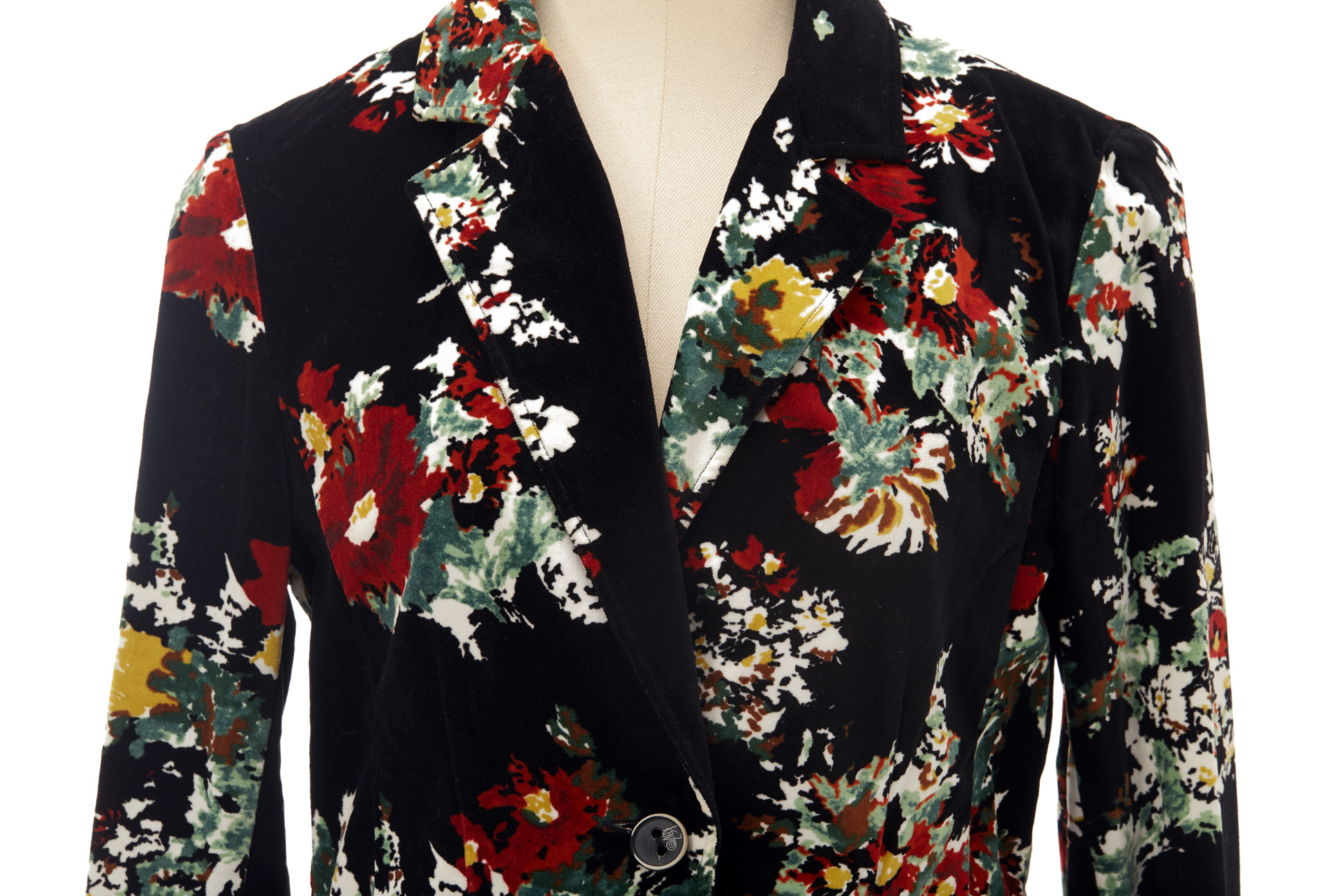 A KENZO BLACK FLORAL VELVET BLAZER - Image 2 of 3