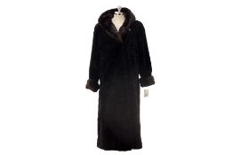 A 'GALLERY' BLACK FAUX FUR COAT