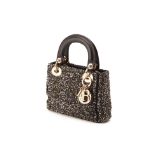 A CHRISTIAN DIOR BLACK EMBELLISHED MINI LADY DIOR