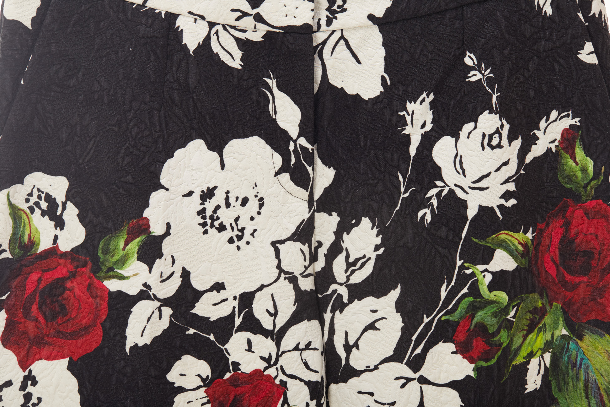 A PAIR OF BLACK DOLCE & GABBANA ROSE PATTERNED TROUSERS - Image 2 of 3