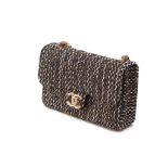 A CHANEL BLACK TWEED WESTMINSTER TANGLED PEARL MEDIUM FLAP