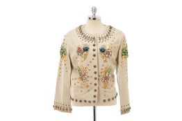 A DOLCE & GABBANA JEWEL ENCRUSTED LEATHER JACKET