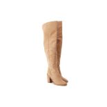A PAIR OF VINCE CAMUTO TAN OVER THE KNEE BOOTS US 10