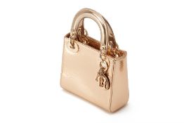 A CHRISTIAN DIOR GOLD PYTHON SKIN MINI LADY DIOR