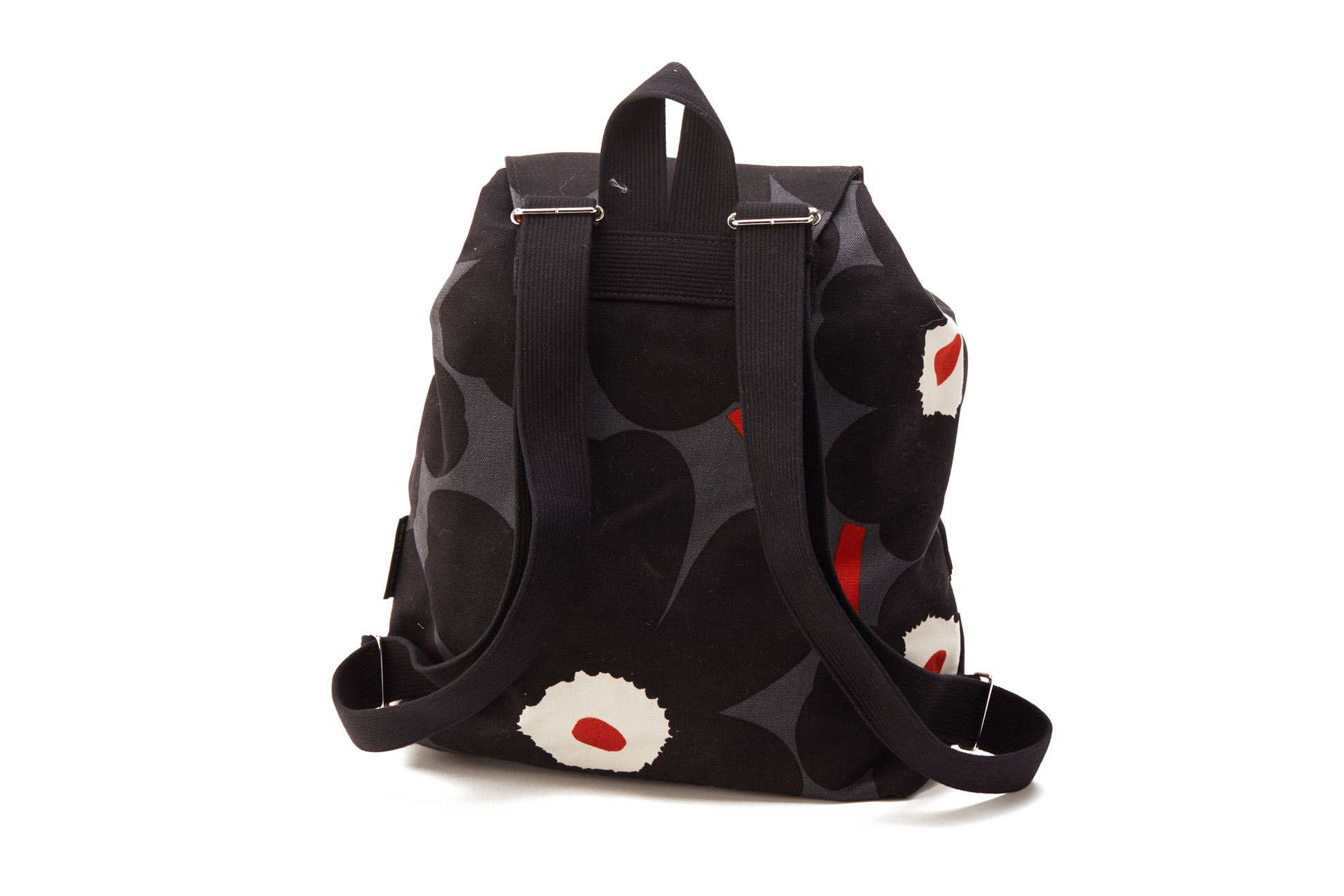 A MARIMEKKO FLORAL BLACK CANVAS BACKPACK - Image 3 of 3