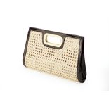 AN ANNE KLEIN CREAM PATENT LEATHER CLUTCH