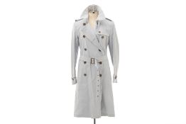 A BURBERRY PALE GREY TRENCH COAT