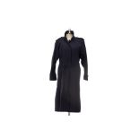 A BURBERRY BLACK WOOL LINED LONG TRENCH COAT