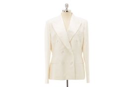 A DOLCE & GABBANA WHITE DOUBLE BREASTED DINNER JACKET