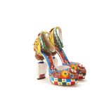 A PAIR OF DOLCE & GABBANA 'CARRETTO' BROCADE PLATFORMS EU 39