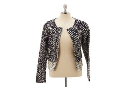 A BITTE KAI RAND BLACK & WHITE BLAZER WITH GEOMETRICAL PRINT