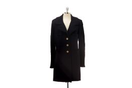 A ST JOHN 'CAVIAR' WOOL BLEND BLACK COAT