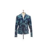 A KENZO BLUE FLORAL VELVET BLAZER