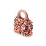 A CHRISTIAN DIOR PINK EMBELLISHED MINI LADY DIOR