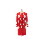 A DOLCE & GABBANA RED WOOL CRÊPE DAISY COAT