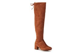 A PAIR OF STUART WEITZMAN CHESTNUT SUEDE BOOTS US 9