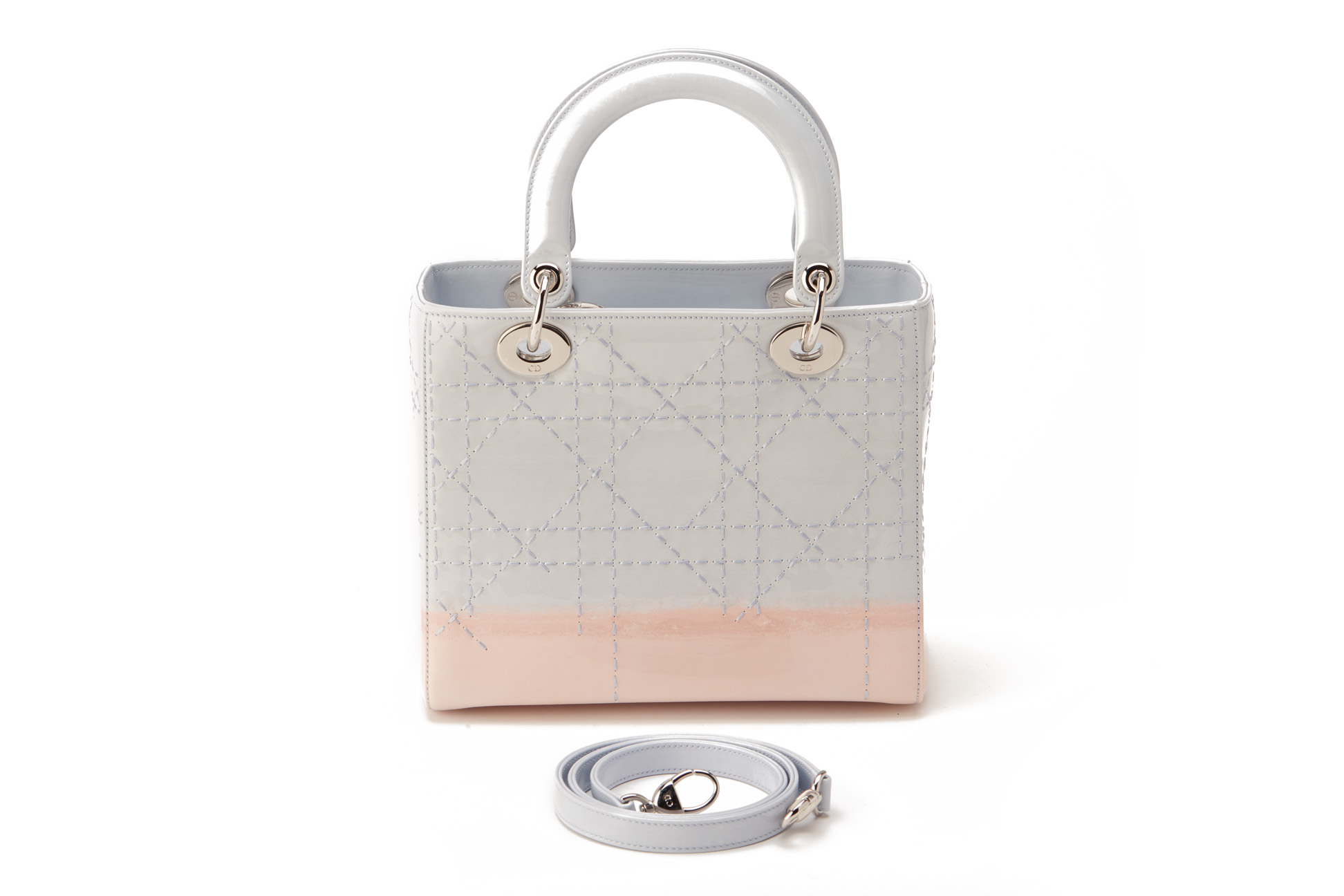 A CHRISTIAN DIOR OMBRE GREY & PINK MEDIUM LADY DIOR - Image 2 of 5