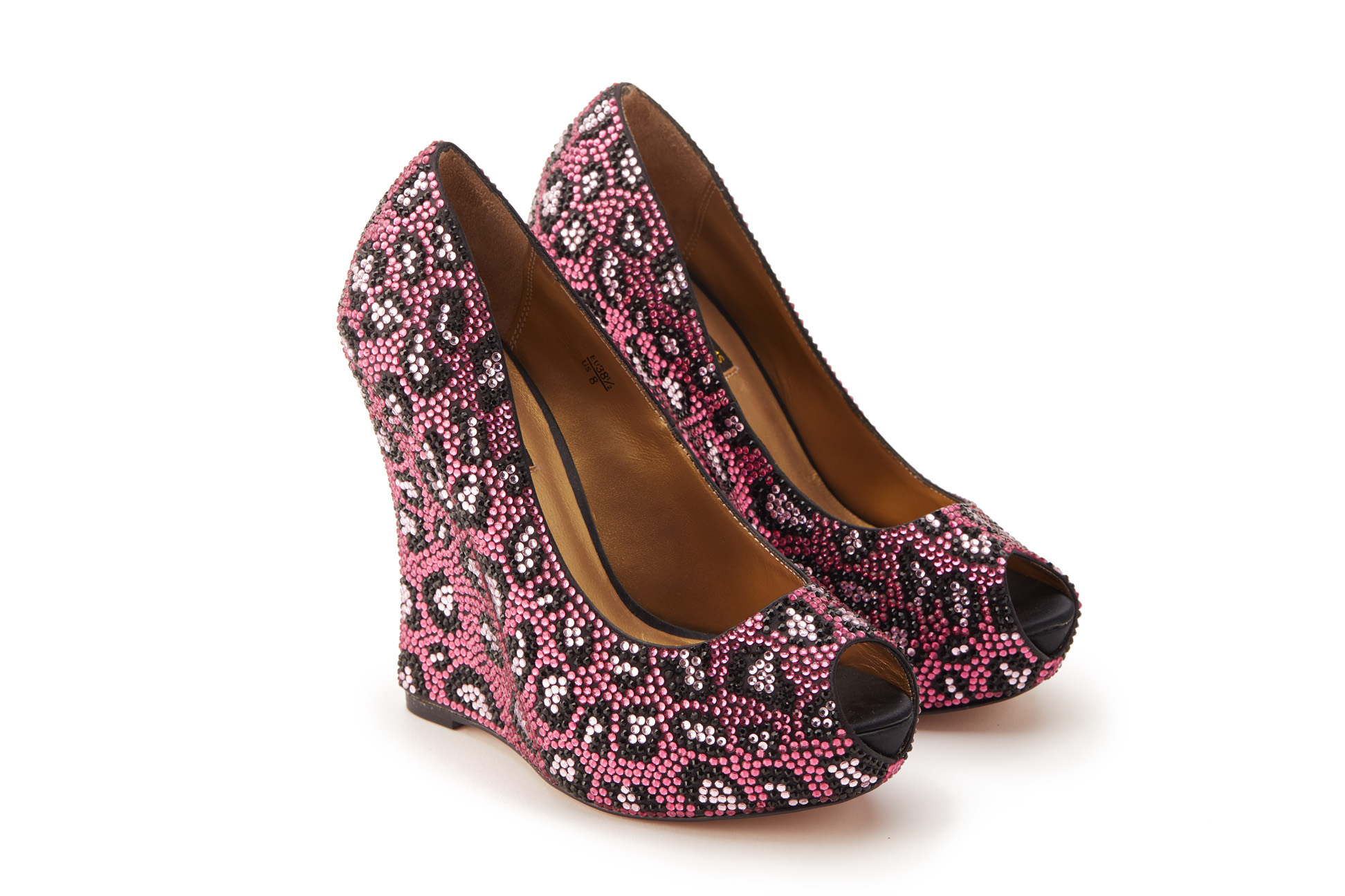 A PAIR OF BENJAMIN ADAMS 'CALI' PINK WEDGES EU 38.5