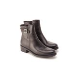 A LA CANADIENNE 'SHELBY' BLACK LEATHER ANKLE BOOTIES US 6.5