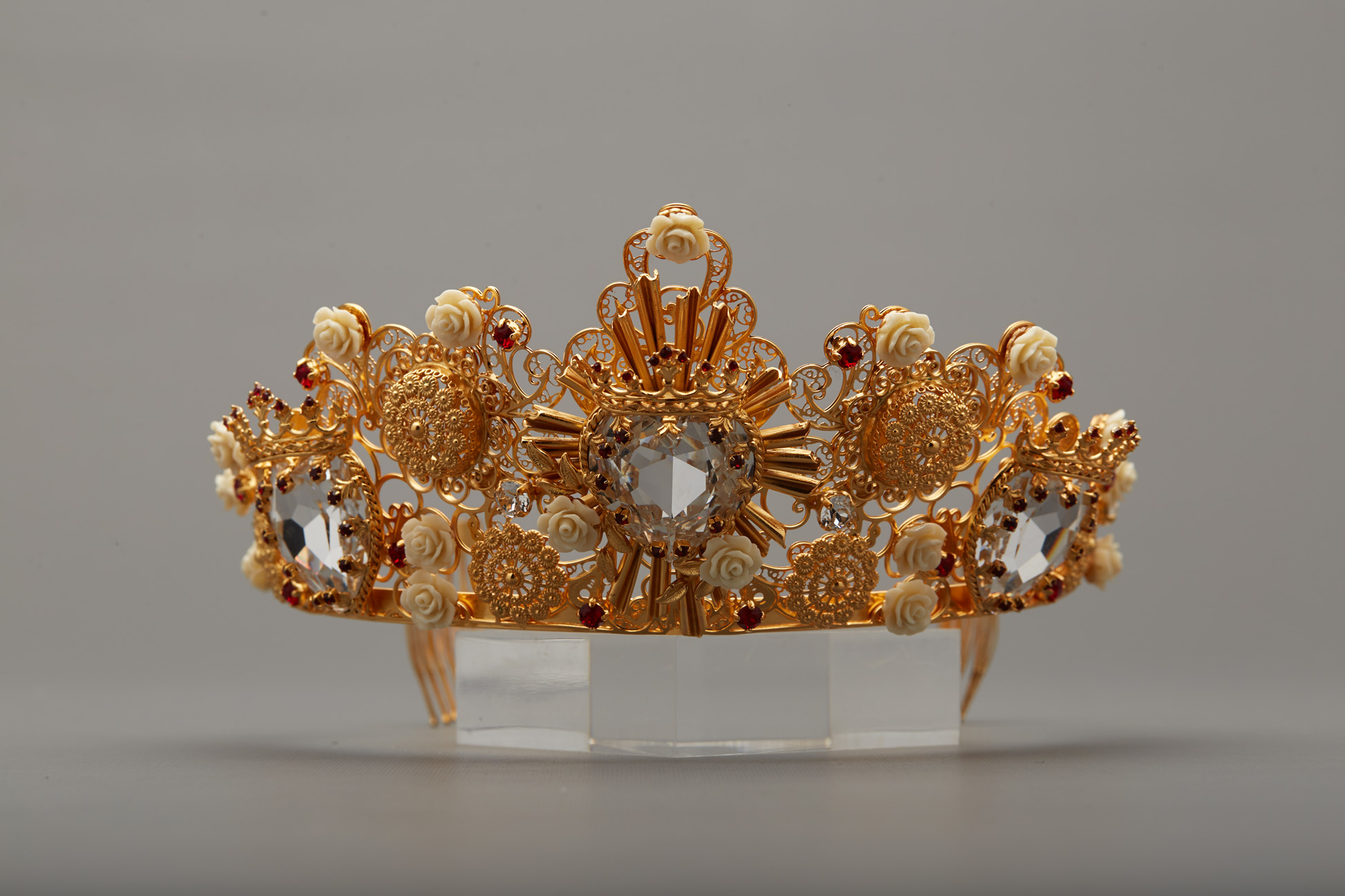 A DOLCE & GABBANA GOLD EMBELLISHED TIARA